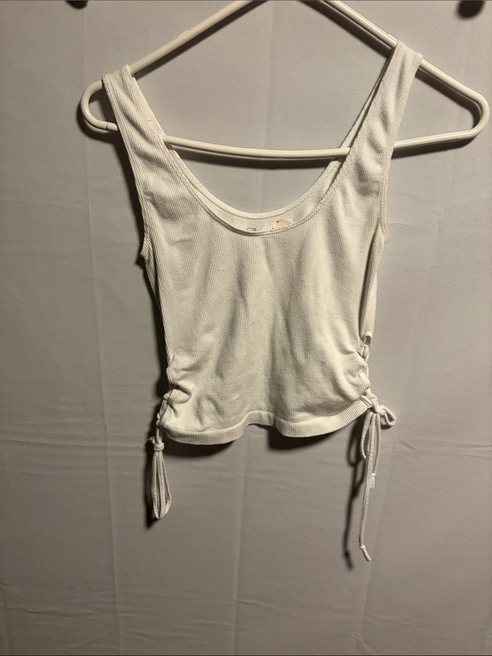 Ribbed White Side-Tie Tank Top